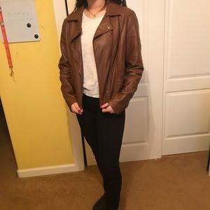 💥5 for $10 Brown faux leather jacket